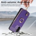 For Samsung Galaxy A54 5G Cross Leather Ring Vertical Zipper Wallet Back Phone Case(Purple)