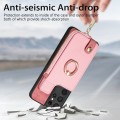 For Samsung Galaxy S21 Ultra 5G Cross Leather Ring Vertical Zipper Wallet Back Phone Case(Pink)