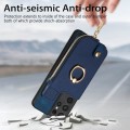 For Samsung Galaxy S21 Ultra 5G Cross Leather Ring Vertical Zipper Wallet Back Phone Case(Blue)