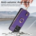 For Samsung Galaxy S21 Ultra 5G Cross Leather Ring Vertical Zipper Wallet Back Phone Case(Purple)