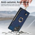 For Samsung Galaxy S22 Ultra 5G Cross Leather Ring Vertical Zipper Wallet Back Phone Case(Blue)