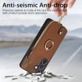 For Samsung Galaxy S24 5G Cross Leather Ring Vertical Zipper Wallet Back Phone Case(Brown)