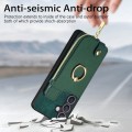 For Samsung Galaxy S24 5G Cross Leather Ring Vertical Zipper Wallet Back Phone Case(Green)