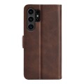 For Samsung Galaxy S24 Ultra 5G Dual-side Magnetic Buckle Horizontal Flip Leather Phone Case(Brown)