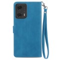 For Motorola  Moto G24 Embossed Flower Zipper Leather Phone Case(Blue)