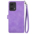 For Motorola  Moto G24 Embossed Flower Zipper Leather Phone Case(Purple)