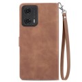 For Motorola  Moto G24 Embossed Flower Zipper Leather Phone Case(Brown)