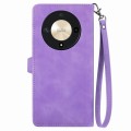 For Honor X9b Embossed Flower Zipper Leather Phone Case(Purple)