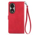 For Honor 90 Embossed Flower Zipper Leather Phone Case(Red)