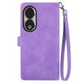 For Honor 90 Embossed Flower Zipper Leather Phone Case(Purple)