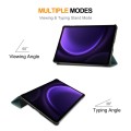For Samsung Galaxy Tab S9 FE ENKAY Tri-fold Custer Texture Leather Smart Tablet Case(Dark Green)