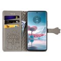 For Motorola Edge 40 Neo Cat and Dog Embossed Leather Phone Case(Grey)