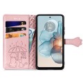 For Motorola MOTO G24 Power Cat and Dog Embossed Leather Phone Case(Rose Gold)