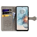 For Motorola MOTO G24 Power Cat and Dog Embossed Leather Phone Case(Grey)