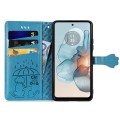 For Motorola MOTO G24 Power Cat and Dog Embossed Leather Phone Case(Blue)