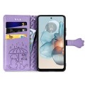 For Motorola MOTO G24 Power Cat and Dog Embossed Leather Phone Case(Purple)