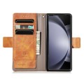 For Samsung Galaxy Z Fold5 5G CaseNeo Splicing Dual Magnetic Buckle Leather Phone Case(Khaki)