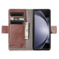 For Samsung Galaxy Z Fold5 5G CaseNeo Splicing Dual Magnetic Buckle Leather Phone Case(Brown)