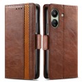 For Xiaomi Redmi 13C CaseNeo Splicing Dual Magnetic Buckle Leather Phone Case(Brown)