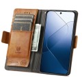 For Xiaomi 14 CaseNeo Splicing Dual Magnetic Buckle Leather Phone Case(Khaki)