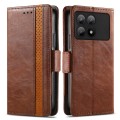 For Xiaomi Redmi K70E CaseNeo Splicing Dual Magnetic Buckle Leather Phone Case(Brown)