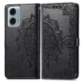 For Motorola Moto G24 Power Mandala Flower Embossed Leather Phone Case(Black)