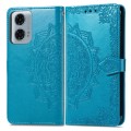 For Motorola Moto G24 Power Mandala Flower Embossed Leather Phone Case(Blue)