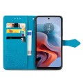 For Motorola Moto G34 Mandala Flower Embossed Leather Phone Case(Blue)