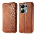 For Honor X9b Cubic Grid Pressed Magnetic Leather Phone Case(Brown)