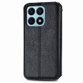 For Honor X8b 4G Cubic Grid Pressed Magnetic Leather Phone Case(Black)