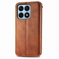 For Honor X8b 4G Cubic Grid Pressed Magnetic Leather Phone Case(Brown)