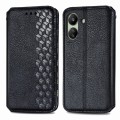 For Xiaomi Redmi 13C Cubic Grid Pressed Magnetic Leather Phone Case(Black)