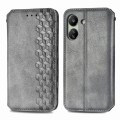 For Xiaomi Redmi 13C Cubic Grid Pressed Magnetic Leather Phone Case(Grey)