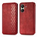 For Xiaomi Redmi 13C Cubic Grid Pressed Magnetic Leather Phone Case(Red)