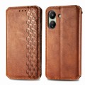For Xiaomi Redmi 13C Cubic Grid Pressed Magnetic Leather Phone Case(Brown)