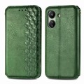 For Xiaomi Redmi 13C Cubic Grid Pressed Magnetic Leather Phone Case(Green)