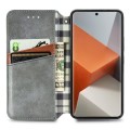 ForXiaomi Redmi Note 13 Pro+ Cubic Grid Pressed Magnetic Leather Phone Case(Grey)
