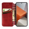 ForXiaomi Redmi Note 13 Pro+ Cubic Grid Pressed Magnetic Leather Phone Case(Red)