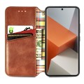 ForXiaomi Redmi Note 13 Pro+ Cubic Grid Pressed Magnetic Leather Phone Case(Brown)