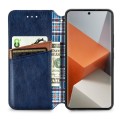ForXiaomi Redmi Note 13 Pro+ Cubic Grid Pressed Magnetic Leather Phone Case(Blue)
