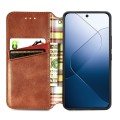 For Xiaomi 14 Cubic Grid Pressed Magnetic Leather Phone Case(Brown)