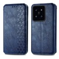 For Xiaomi 14 Cubic Grid Pressed Magnetic Leather Phone Case(Blue)