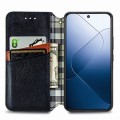 For Xiaomi 14 Pro Cubic Grid Pressed Magnetic Leather Phone Case(Black)