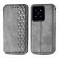 For Xiaomi 14 Pro Cubic Grid Pressed Magnetic Leather Phone Case(Grey)