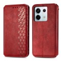 For Xiaomi Redmi Note 13 Pro Cubic Grid Pressed Magnetic Leather Phone Case(Red)