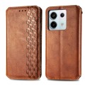 For Xiaomi Redmi Note 13 Pro Cubic Grid Pressed Magnetic Leather Phone Case(Brown)