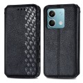 For Xiaomi Redmi Note 13 Cubic Grid Pressed Magnetic Leather Phone Case(Black)