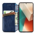 For Xiaomi Redmi Note 13 Cubic Grid Pressed Magnetic Leather Phone Case(Blue)
