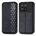 For Xiaomi Redmi K70E Cubic Grid Pressed Magnetic Leather Phone Case(Black)