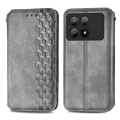 For Xiaomi Redmi K70E Cubic Grid Pressed Magnetic Leather Phone Case(Grey)